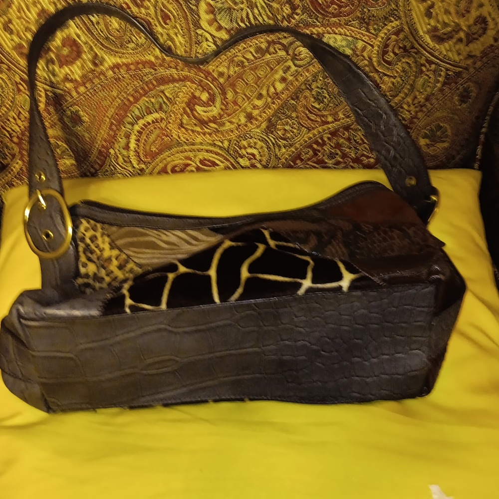 Patchwork Brown Leather Shoulder Bag - image 2